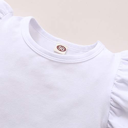 Zfzdren criança bebê meninas camiseta camiseta cor de cor sólida bordada de algodão top algodão camisetas lisas