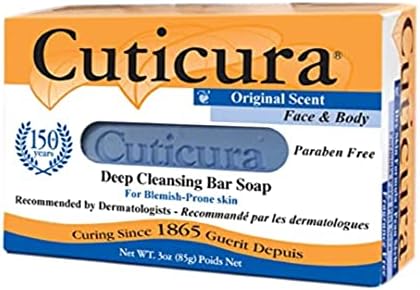 Cuticura Deep Cleansing Face and Body Soap, antibacteriano, Original medicamentoso-Sabão de barra de limpeza profunda para a pele propensa