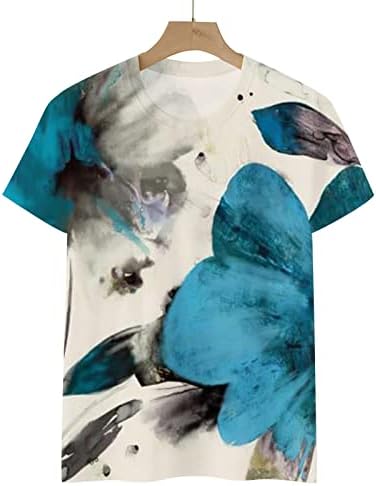 Mulheres de manga curta Tops Vine Bloups Floral Graphic Bloups for Girls Boat Neck Spandex Fall Summer Tops Roupas qv
