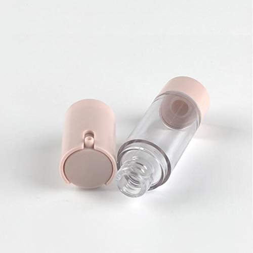 2pcs 30ml/1 onças de plástico transparente a vácuo sem ar Pressione a garrafa de loção vazia de loção com tampa rosa Viagem