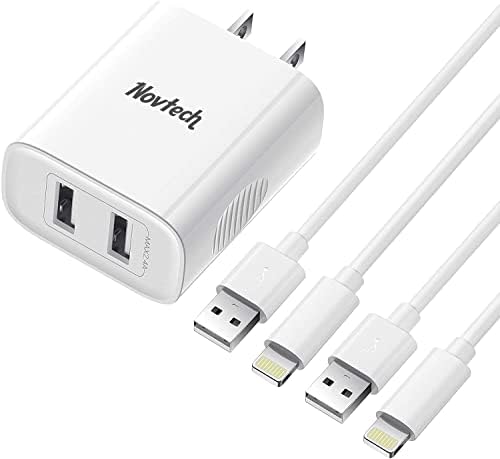 iPhone Charger Plug de parede -MFI Adaptador de carregador de parede USB certificado com 2pack 6ft USB para Cabos Lightning 2.4a para