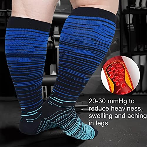 3pcs plus size meias de compressão de bezerro extra larga homens de tamanho grande joelho de 20 a 30 mmHg para varizes Swelling 2xl