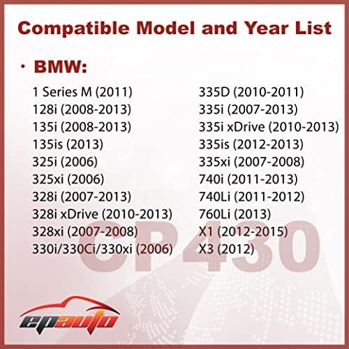 Substituição EPAUTO CP430 para o filtro de ar de cabine premium BMW inclui carbono ativado para 100 séries, 300 séries, 700