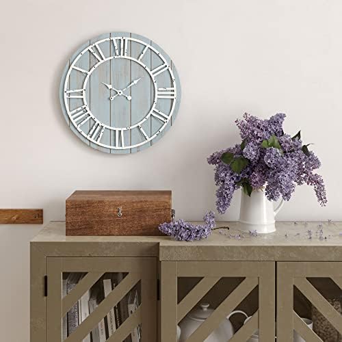 Barnyard projeta um relógio de parede decorativo de madeira de 18 polegadas, relógio de parede rústico rústico para decoração