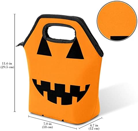 Balloween Pumpkin Scary Face Lanchs For Mull Men, adolescentes, bolsa de bolsa de almoço isolada e reutilizável com zíper para a escola