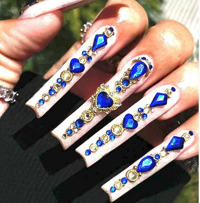 50pcs urso de unhas de unhas decoração de strass com cristal de cristal Heart Shiny 3D liga de unhas Acessórios de manicure -