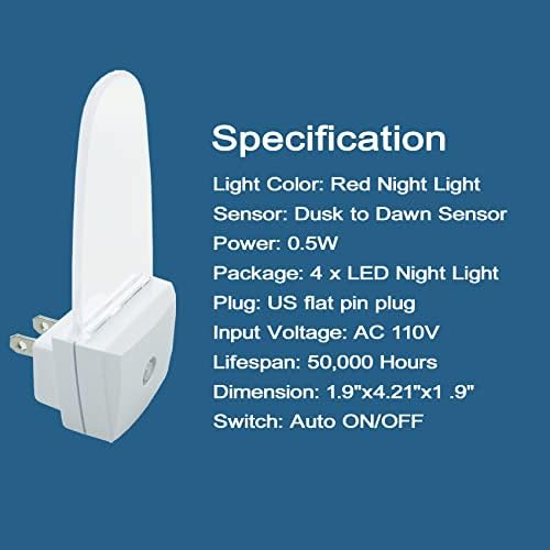 Ciciny LED Night Light Plug in 4 Pack, Energy com eficiência de energia, 0,5W, anoitecer para Dawn Sensor Nights para quarto,