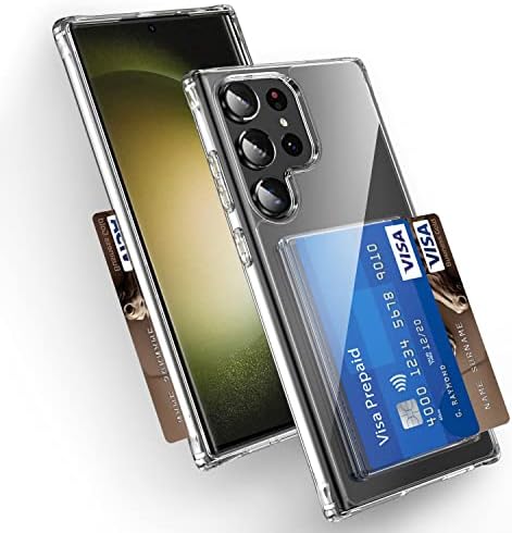 Fdtcyds Samsung Galaxy S22 Caso Ultra com porta -cartão, Caixa de carteira de proteção híbrida - Limpa - Limpa