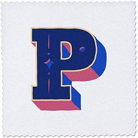 3drose personalizada letra inicial P 3d azul - quadrados de colcha