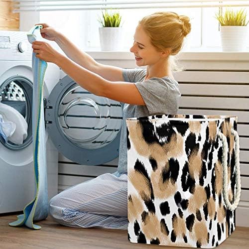 Incomer lavanderia cesto leopardo textura colapsível cestas de lavanderia