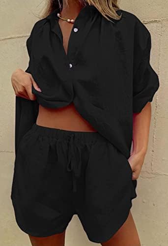 FixMatti Mulheres 2 peças roupas de verão de manga curta e shorts