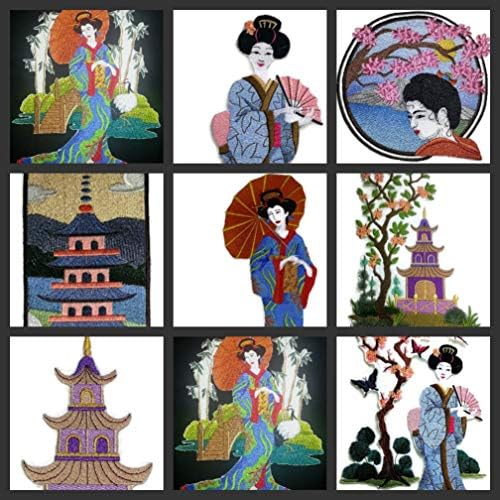 Retratos incríveis de gueixa personalizada [gueixa] [rica cultura e tradição japonesa] Ferro bordado On/Sew Patch [11,5 x 7,4]