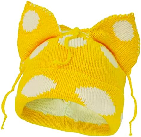 Chapéus de gorro de malha para mulheres ouvidos de gato fofos inverno malha quente orelhas grandes crochê caveira tampa de esqui