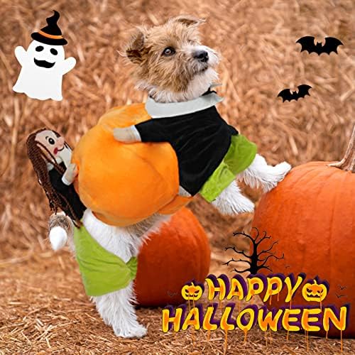 Fuamey Dog Trajes Pumpkin, Pet Halloween Cosplay Roupas engraçadas de cães médios Médio