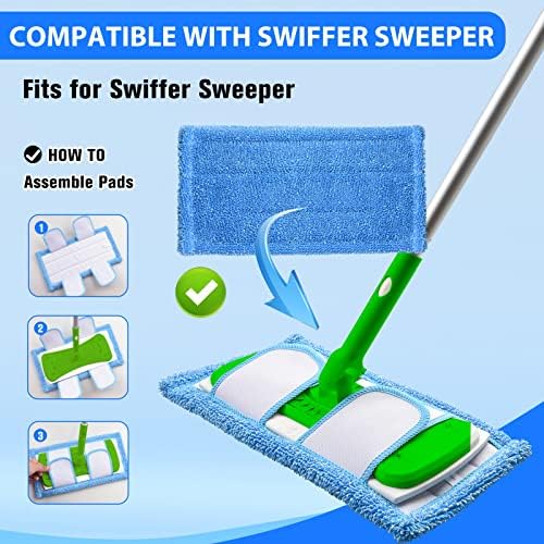 Grarend 2 pacote de Microfibra Reutiliza Microfibra Compatível para Swiffer Sweeper e todas