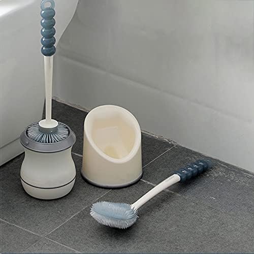 Escova de vaso sanitário guojm pincel de vaso sanitário e suporte de silicone cerdas limpeza profunda com alça longa