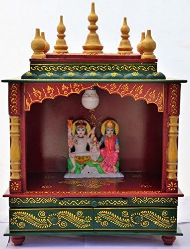Devyom Home Temple/Pooja Mandir/Pooja Mandap/Wooden Home Temple/Rajasthani Mandir com lâmpada