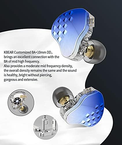 KBARE ROBIN NO EAR MONITOR DE EAR PODERAÇÕES RESOLUÇÃO 5 Híbridos Drivers Bass Earbud HiFi Estéreo personalizado 4BA+1DD