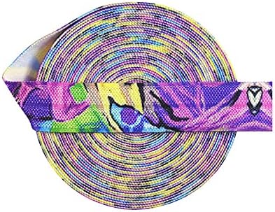 2 5 10 jardas 5/8 15mm Purple Abstract Print Dobrover Spandex Satin Band Tape Hair Trey Dress Trifing Trim 5 jardas