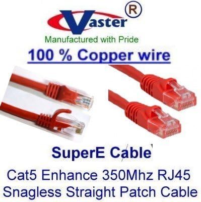 Superecável -20677-25 ft UTP CAT5E -RED -UL 24AWG Pure Copper -Ethernet Network Patch Cable
