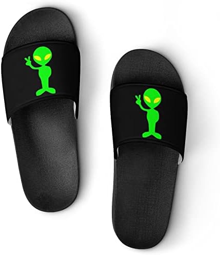 Alien Peace Sign Sandálias de slides impressos de chuveiro de ponta do dedo do pé