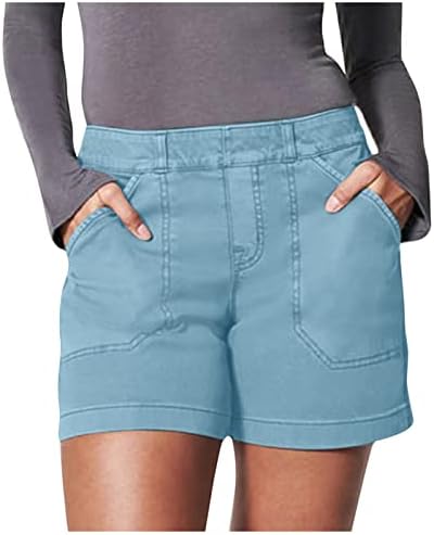 Shorts shorts de sarja de trechos femininos shorts de caminhada regularmente com bolsos de verão shorts atléticos casuais