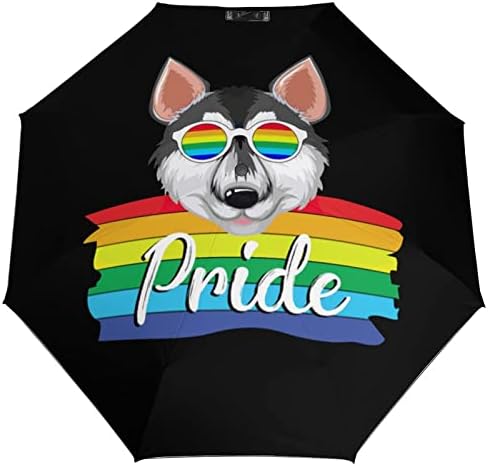 LGBT Pride Husky 3 Folds Automotor aberto Fechar os guarda-chuvas portáteis de guarda