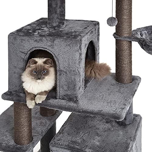 Torre de gato de vários níveis de 45 polegadas, árvore de gatos, árvore de gatos para gatos internos grandes, com hammock