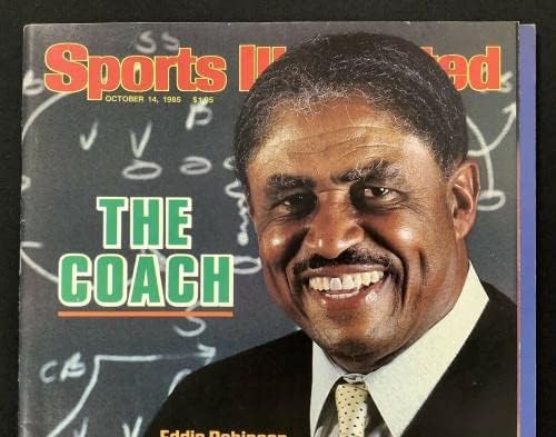 Eddie Robinson assinou a Sports Illustrated 14/10/85 sem gravadora Coach Auto PSA/DNA - Revistas MLB autografadas