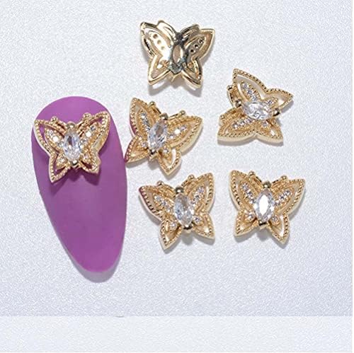 4pcs unhas charme no dia dos namorados artes de unhas de coração strass rinestone 3d liga borboleta decorações de unhas