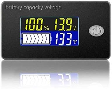 Capacidade da bateria Medidor de tensão 0-179 ℉ Monitor de temperatura 12V 24V 36V 48V Cíder ácido Bateria de lítio Medidor