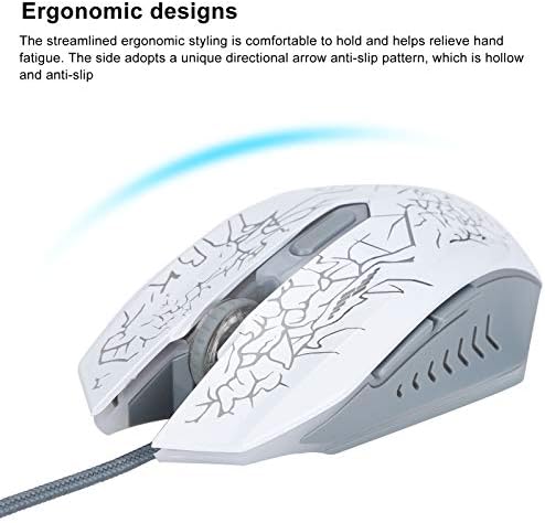 Mouse de jogos com fio USB - Luz de respiração iluminada - 2400/1800/1200/800 DPI 3500FPS - Mouse portátil de computador