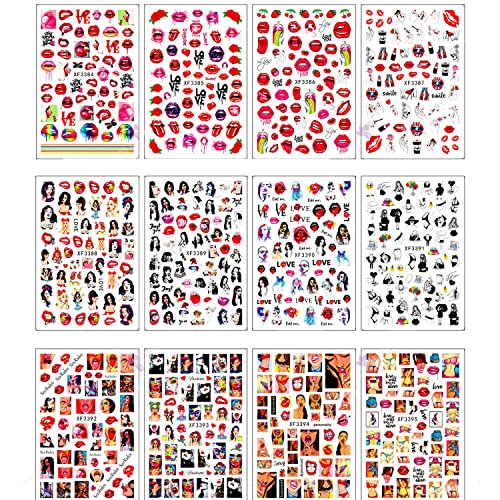 Adesivos de arte dos namorados adesivos de arte vermelha drenagens de nail arte 3d auto-adesivo suprimentos de arte decorações