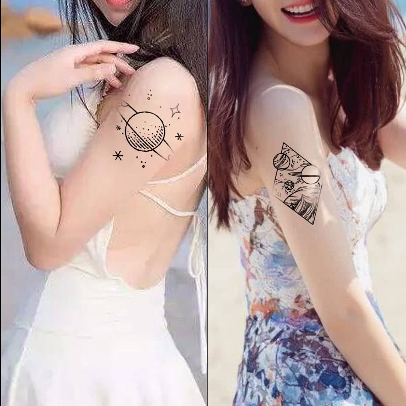 3 PCs Tattoo temporário impermeável adesivo colorido estrelas lua amor tatuagem flash tatuagem braço feminino feminino