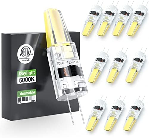 Lâmpadas LED LETACLANIC G4 LIGHAS DE LUZ DE 6000K DIA DIMMÁVEL, 3W Equivalente a 30W AC DC 12V-24V, Bulbo LED bi-pinos LED