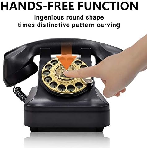 Irisvo Retro rotativo telefone fixo para casa, telefone rotativo vintage Telefone antigo telefone com fio com mãos gratuitas