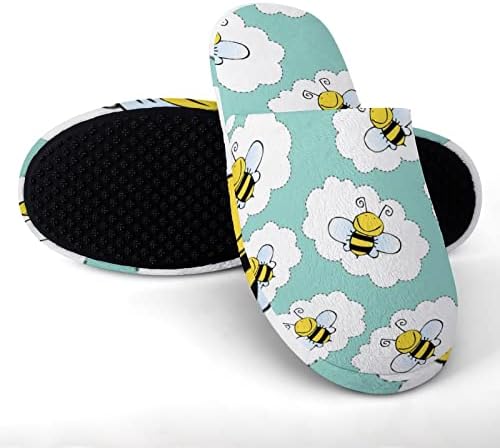 Chinelos de algodão de algodão de abelhas chinelos de spa de dedo fechado chinelos de conforto leves chinelos de conforto