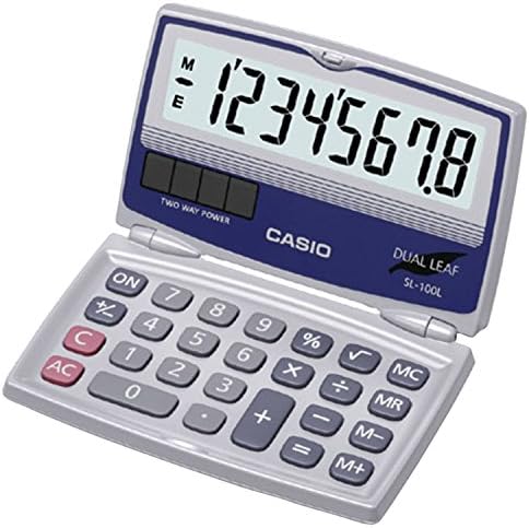 Casio SL-100L calculadora compacta de dobra solar básica, multicolor