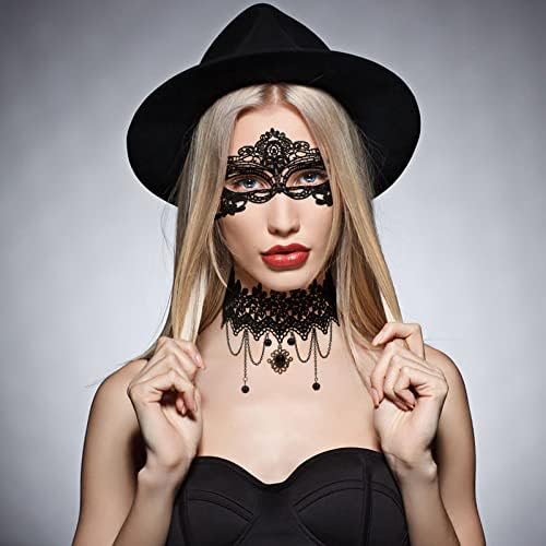Jewelrywe mascarada de traje máscara de renda para mulheres venezianas máscara ocular gargantilha para halloween carnaval party baile