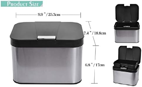 Lixeira de compostagem para cozinha, bancada de compostagem, aço inoxidável corporal com tampa, 1,13 galão com bucket interno compacto