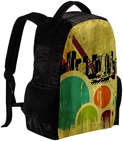 Mochila VBFOFBV para mulheres Laptop Backpack Back de viagens Casual, estilo retro Silhueta da cidade abstrata