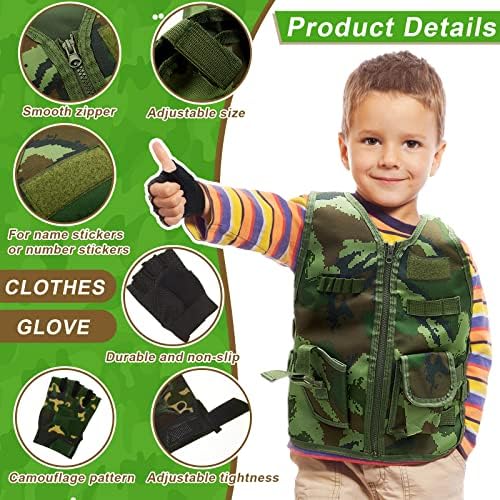 Xuhal 12 peças Crianças coletes táticos Combate Colete do exército Crianças de camuflagem Compolada de camuflagem com crianças