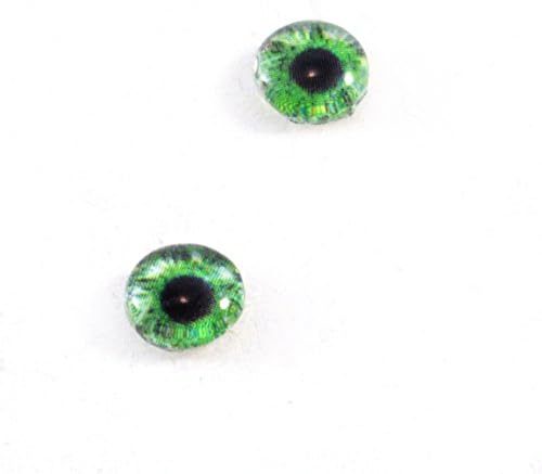 Olhos de vidro de 8 mm em um par verde de artesanato humano Cabochons Flatback para taxidermia de boneca ou jóias