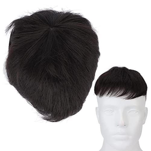 Peruca curta de jiawu, extensão de cabelo pedaços de cabelo pretos para perda de cabelo para homens