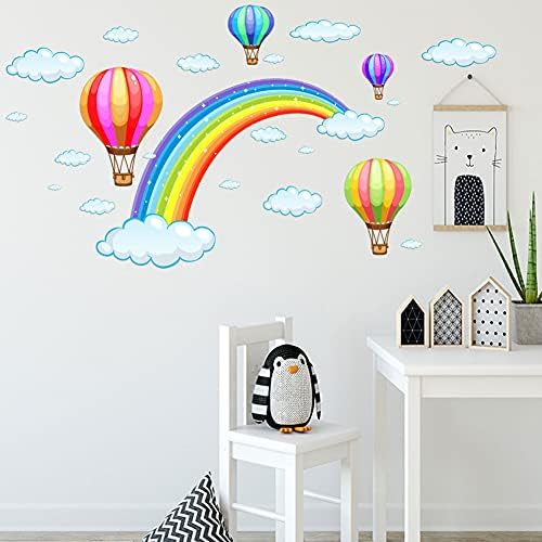 Wallpark Creative Rainbow Cloud Decals de parede de parede coloridos de balão de ar quente colorido adesivos de parede,