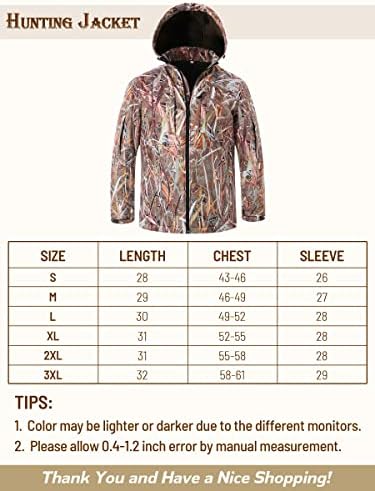 Jaqueta de caça de camuflagem ultra-quieta para homens, lã de lã resistente à água revestida de caça para caça ao pato de