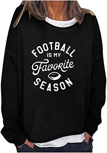 Futebol é minha estação favorita blusas para mulheres camisa de manga comprida tops casuais letras imprimir pullover futebol
