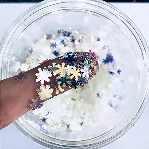 Snowflake glitter laser lenças para artesanato de bricolage, decoração de mesa, decoração de festa, floco de neve de Natal - 6mm,