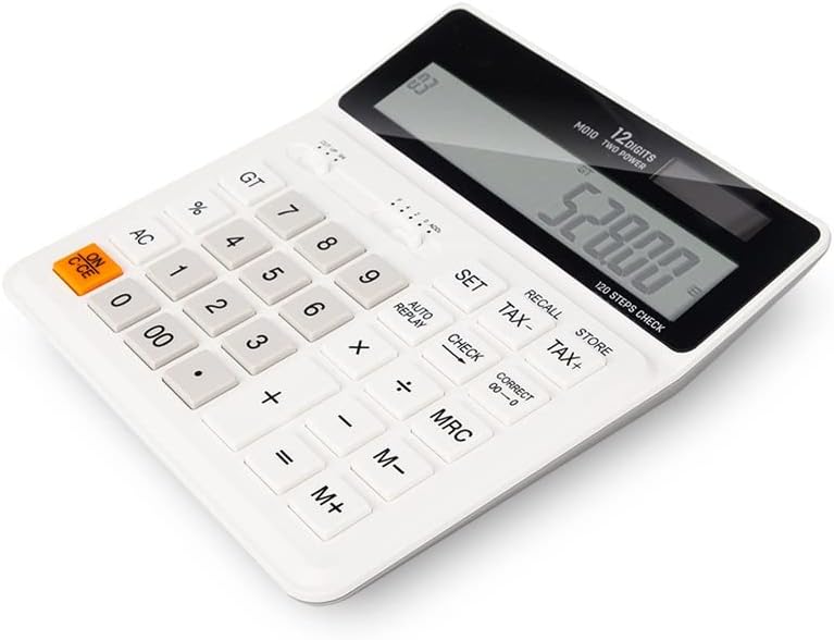 Calculadora xwwdp Verifique a correção 120 etapas Branco preto 12 dígitos Dual Power Business Office Finance Desktop Calculadora