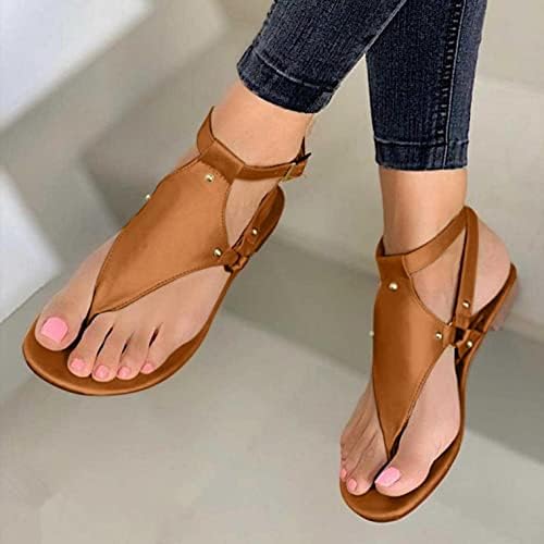 Sandálias femininas, chinelos para mulheres moda de verão Gladiador t-sheta plana de moda clipe dedo toe chinelos sapatos de praia